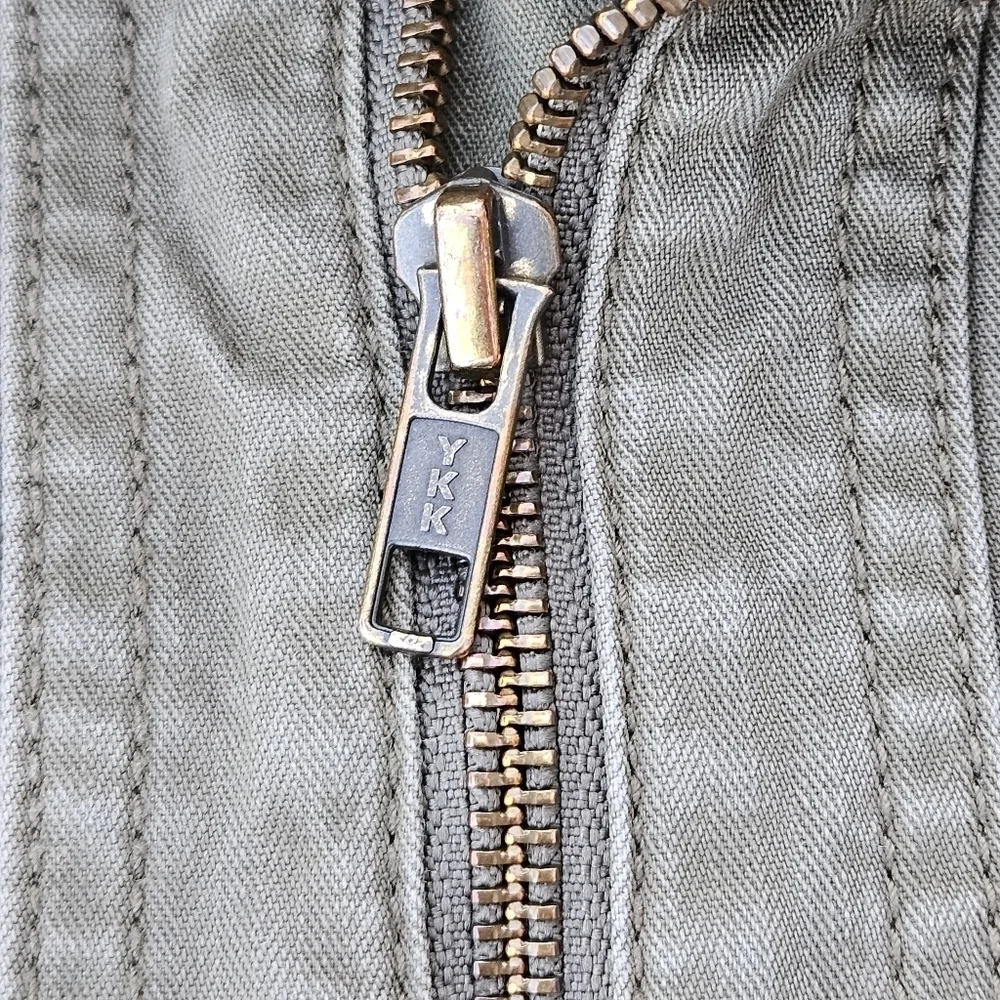 J Crew Military Field Jacket Olive Green Pockets Zip Up Cinch Waist Womens Large